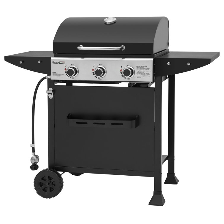 Royal Gourmet 3-Burner Black Propane Gas Grill with Stainless Steel