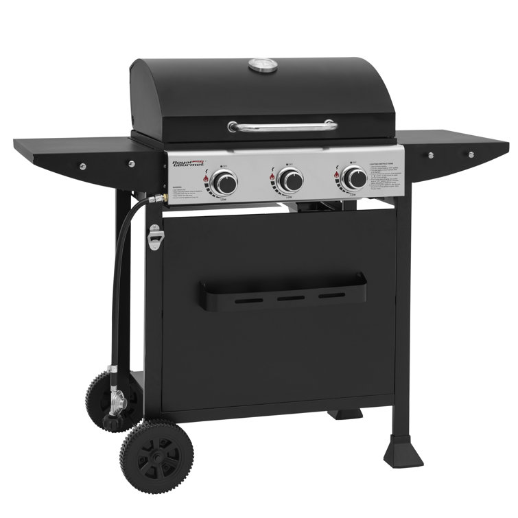 Royal Gourmet 3-Burner Black Propane Gas Grill with Stainless Steel