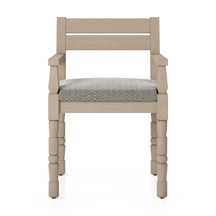 Washed Brown Teak Outdoor Dining Chair with Cushions