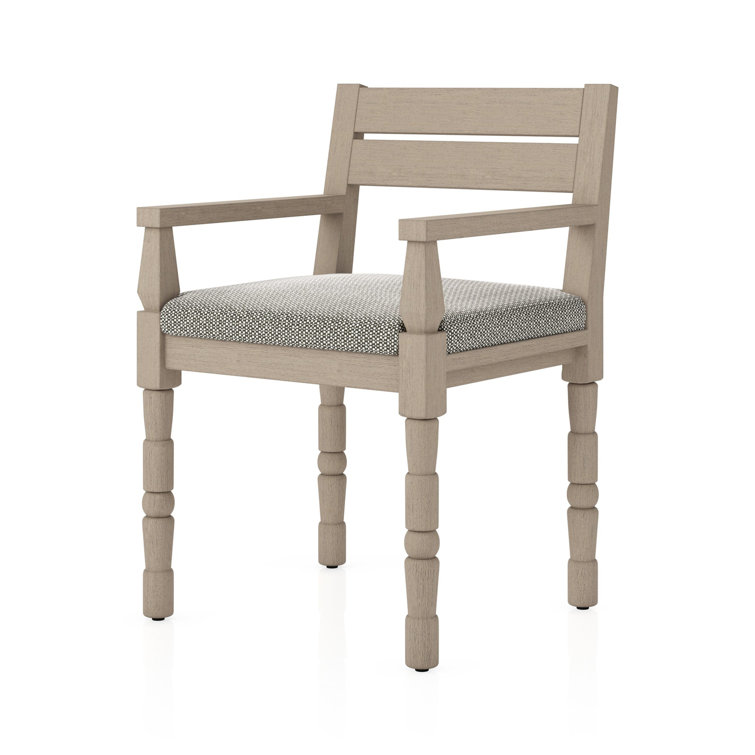 Washed Brown Teak Outdoor Dining Chair with Cushions