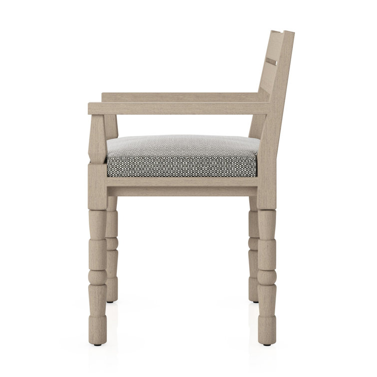 Washed Brown Teak Outdoor Dining Chair with Cushions