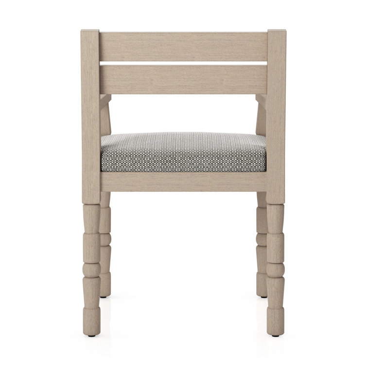 Washed Brown Teak Outdoor Dining Chair with Cushions