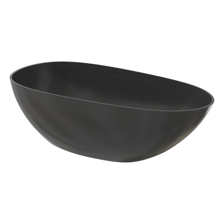 Matte Black 67'' Solid Surface Freestanding Soaking Bathtub