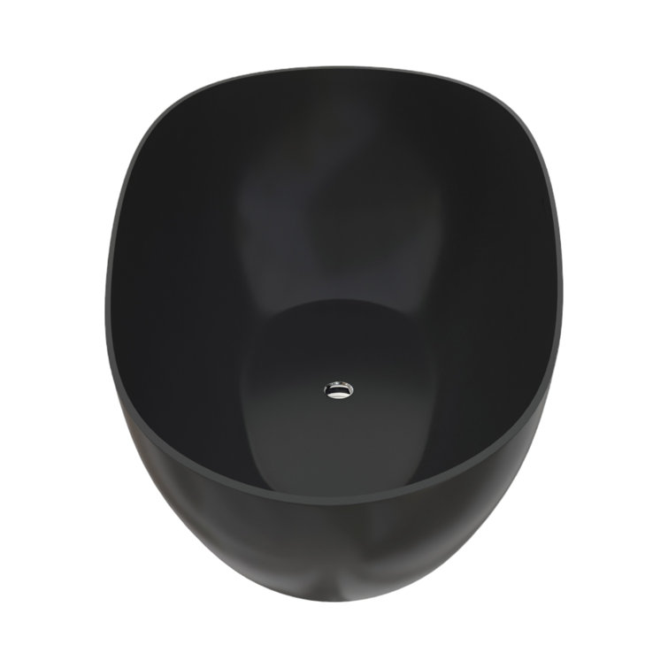 Matte Black 67'' Solid Surface Freestanding Soaking Bathtub