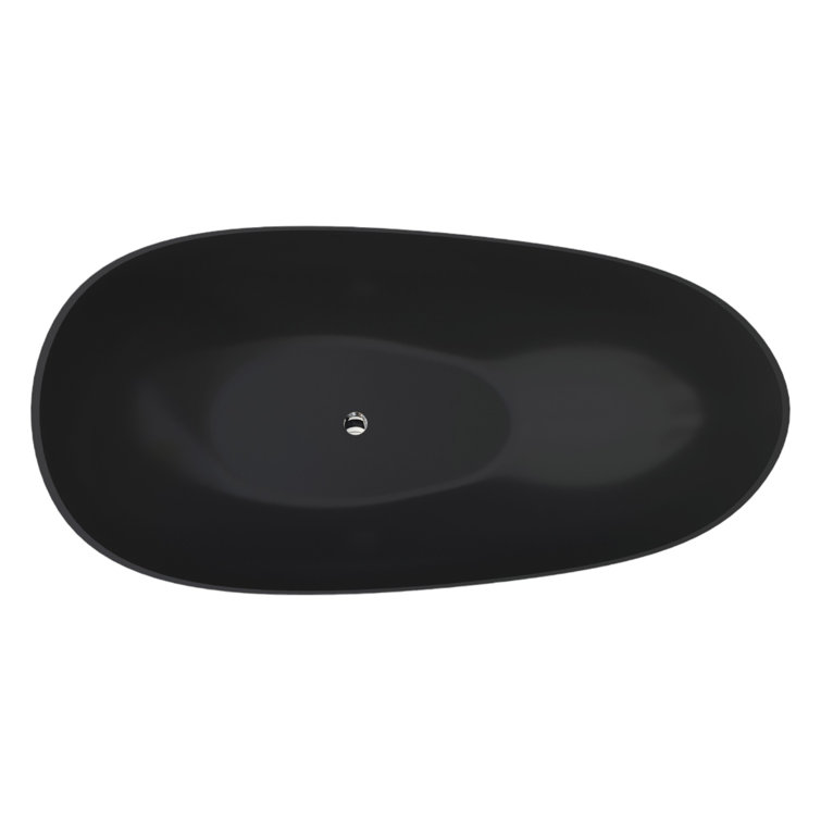 Matte Black 67'' Solid Surface Freestanding Soaking Bathtub