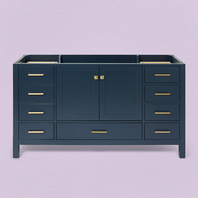 Midnight Blue 60" Solid Wood Freestanding Vanity Cabinet
