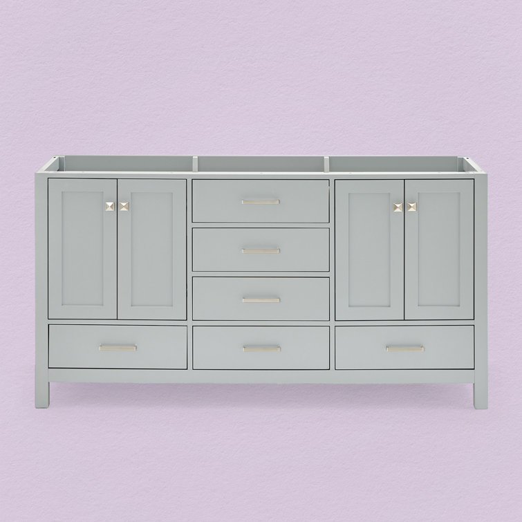 Cambridge 66" Gray Double Freestanding Bathroom Vanity Cabinet