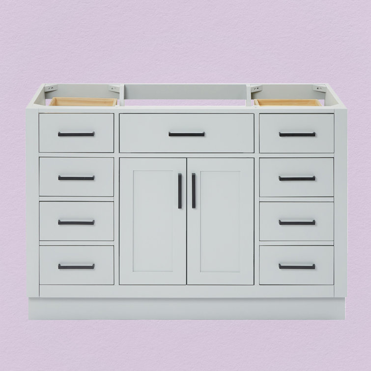 48'' Gray Hardwood Single Freestanding Bathroom Vanity Cabinet