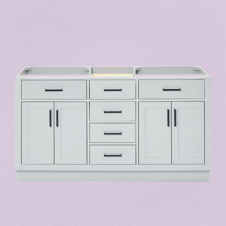 Gray 60'' Double Freestanding Hardwood Vanity Base