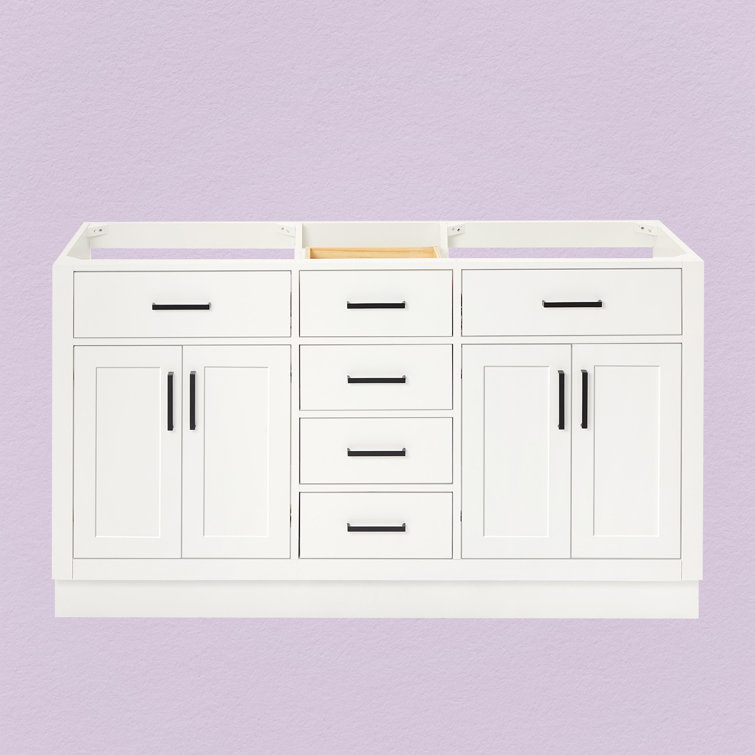 60'' White Hardwood Double Freestanding Bathroom Vanity
