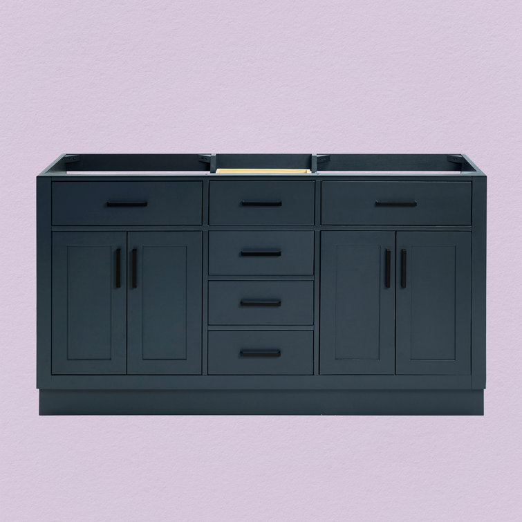 Midnight Blue 60'' Double Freestanding Hardwood Vanity Base