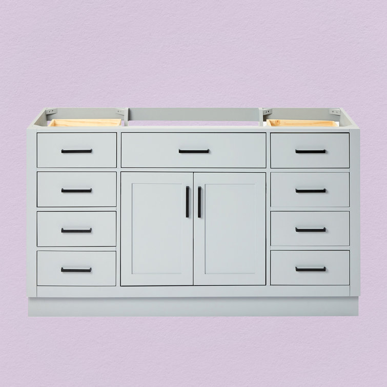 Gray Hardwood Plywood 60'' Single Freestanding Vanity Base