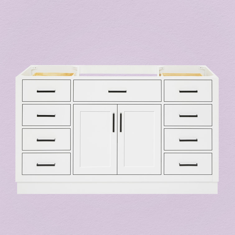 60'' White Hardwood Single Freestanding Bathroom Vanity Base