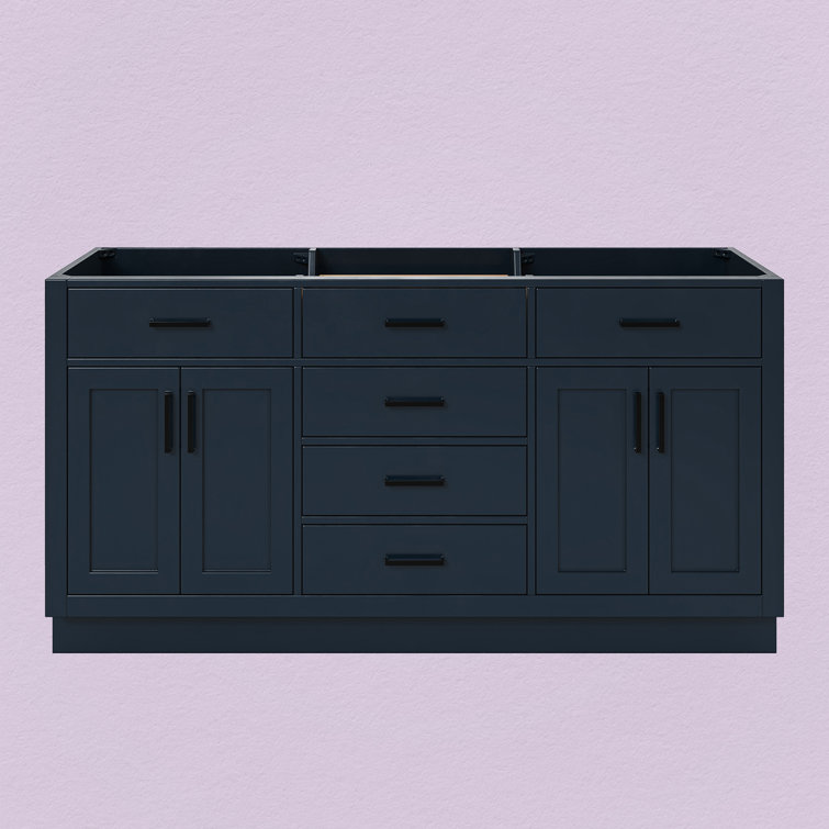 Midnight Blue Hardwood Freestanding Double Bathroom Vanity