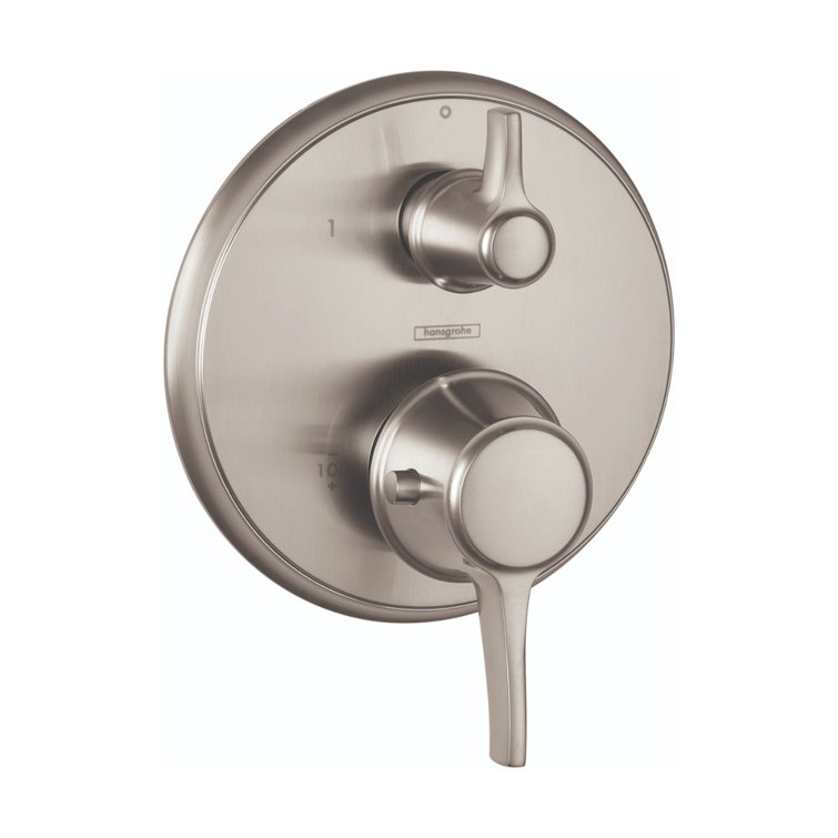 Brushed Nickel Thermostatic Shower Trim with Lever Handle