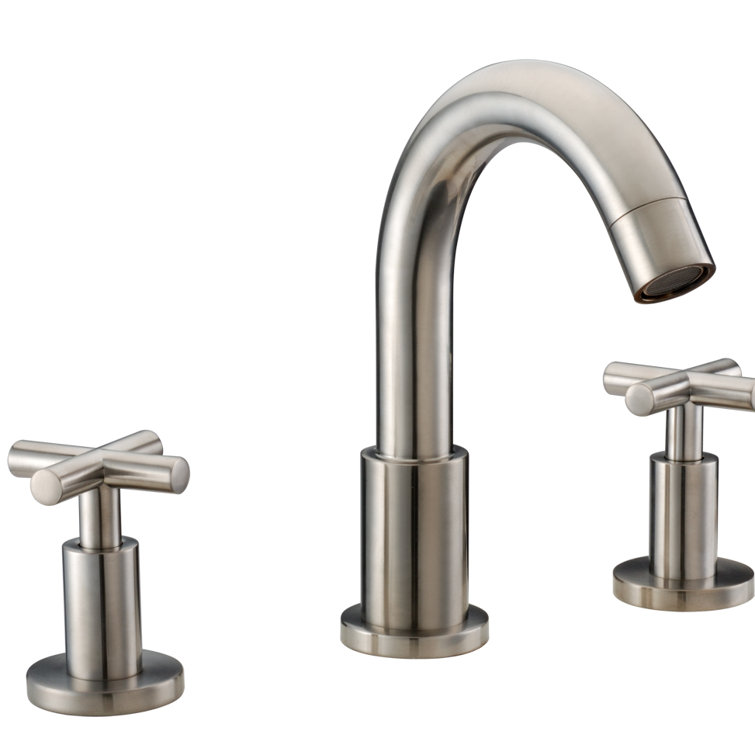 Brushed Nickel Widespread 2-Handle Bathroom Faucet with Cross Handles