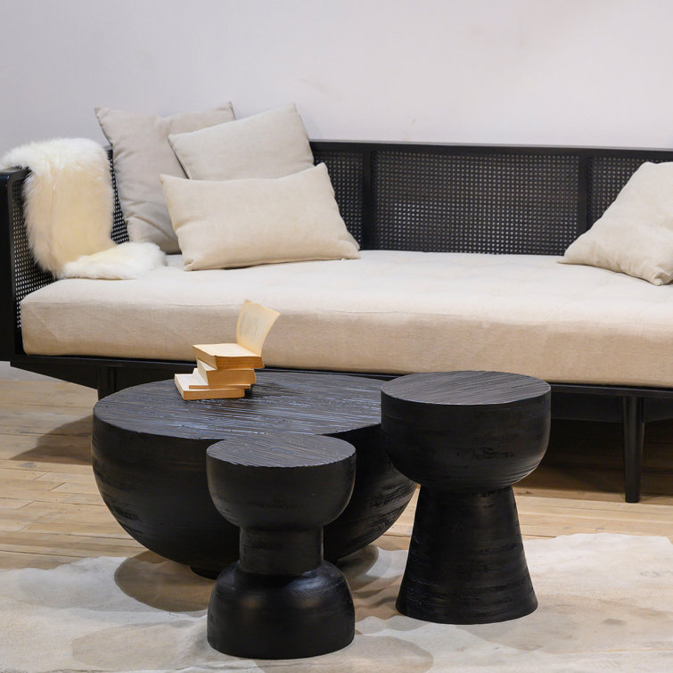 Moreno Dark Charcoal Acacia Wood Round End Table
