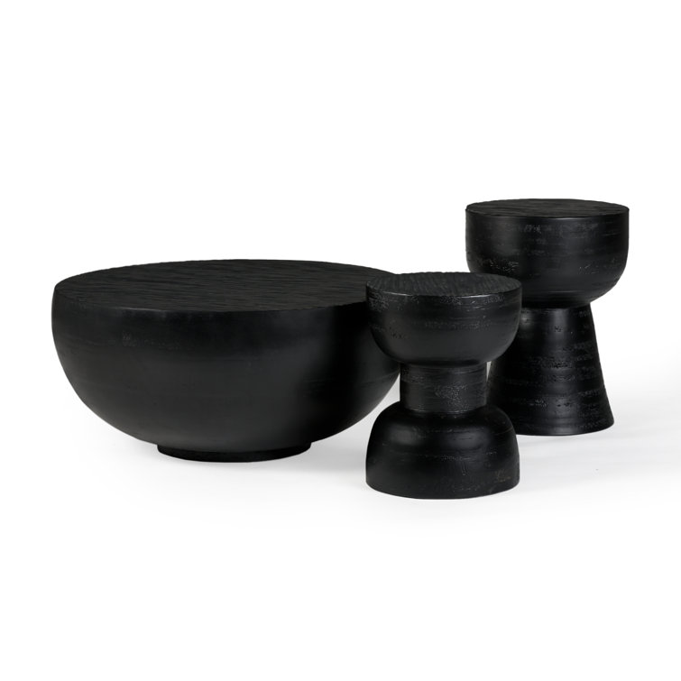 Moreno Dark Charcoal Acacia Wood Round End Table