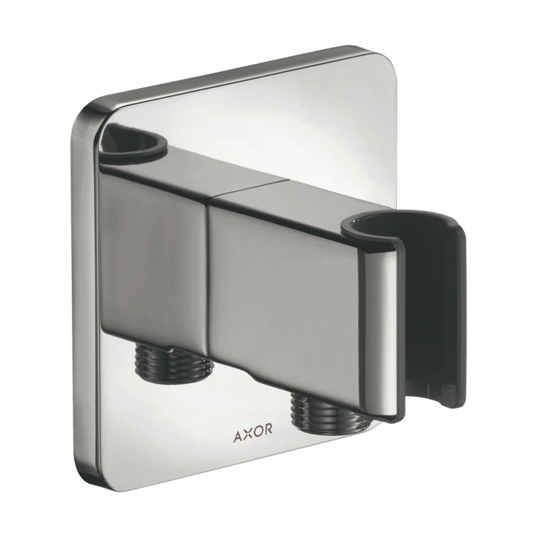 Contemporary Chrome Handshower Holder with Integrated Outlet