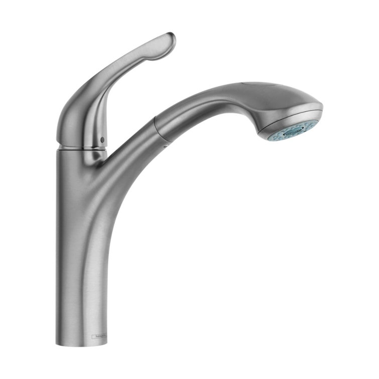 Elegante Steel Optik Single-Handle Kitchen Faucet with Pull-Out Spray