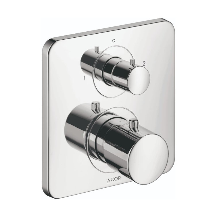 Brushed Nickel Modern Shower Trim with Knob Control