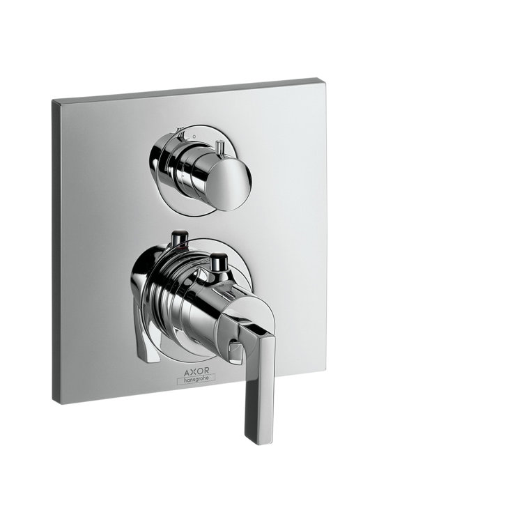 Modern Black Wall-Mounted Thermostatic Shower Trim with Volume Control