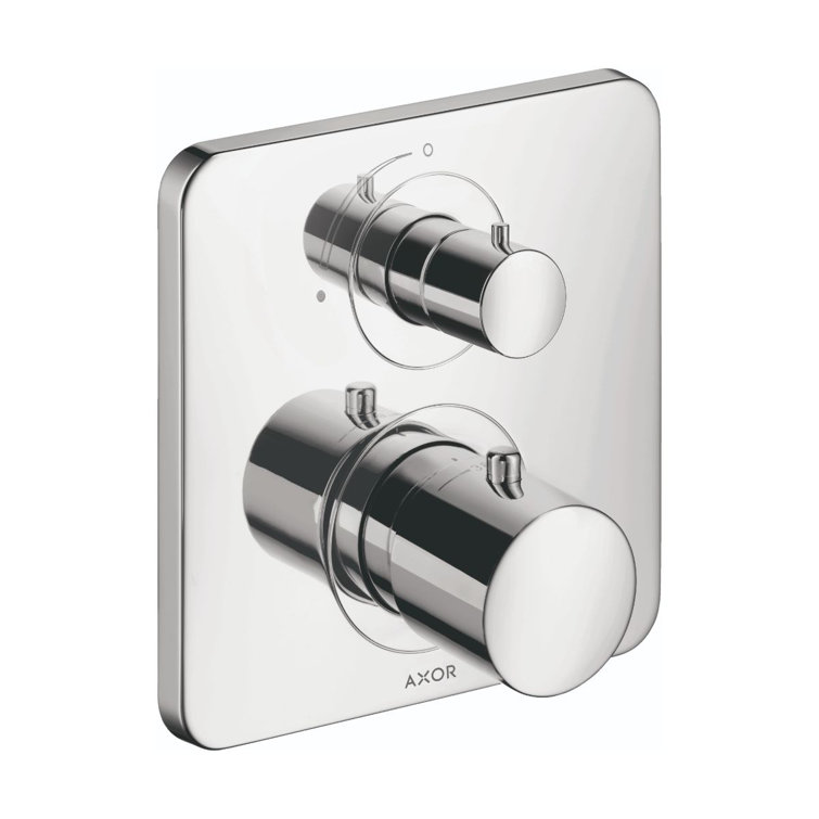 Modern Brushed Nickel Thermostatic Shower Trim with Volume Control