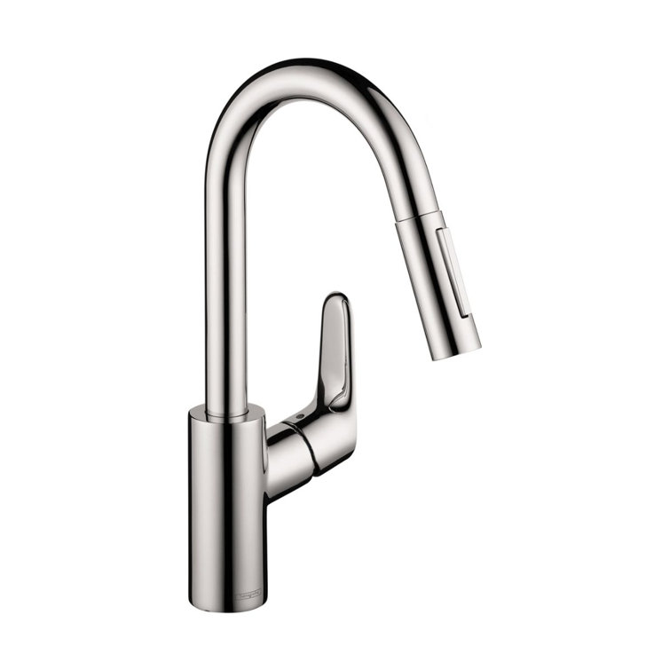 Chrome Pull-Down Single Handle Kitchen Faucet with Spray