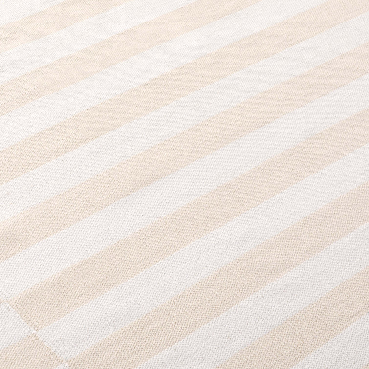 Alabaster Stripe Flat Woven Cotton 8' x 10' Area Rug