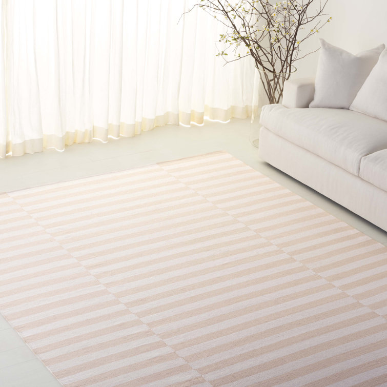 Alabaster Stripe Flat Woven Cotton 8' x 10' Area Rug