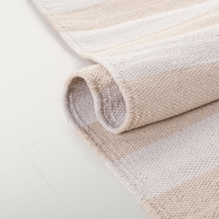 Alabaster Stripe Flat Woven Cotton 8' x 10' Area Rug