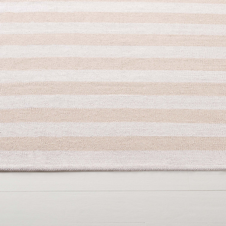 Alabaster Stripe Flat Woven Cotton 8' x 10' Area Rug