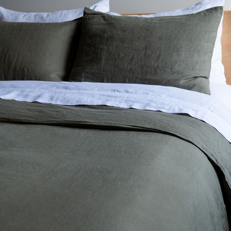 Moss Green Twin/Twin XL French Linen Duvet Cover