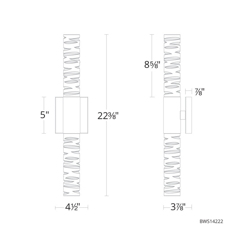 Polished Nickel Cylinder LED Vanity Light with Clear Crystal