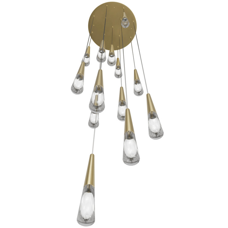 Encino Contemporary 240" Crystal & Brass LED Tiered Chandelier