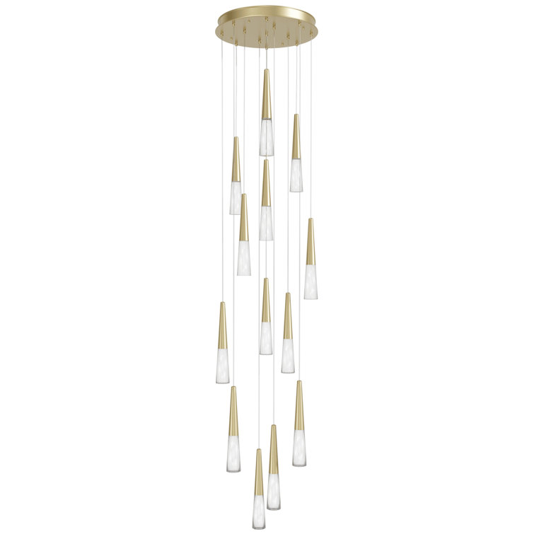 Encino Contemporary 240" Crystal & Brass LED Tiered Chandelier