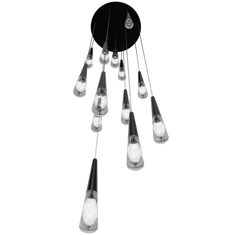Encino Crystal Black LED 13-Light Tiered Chandelier