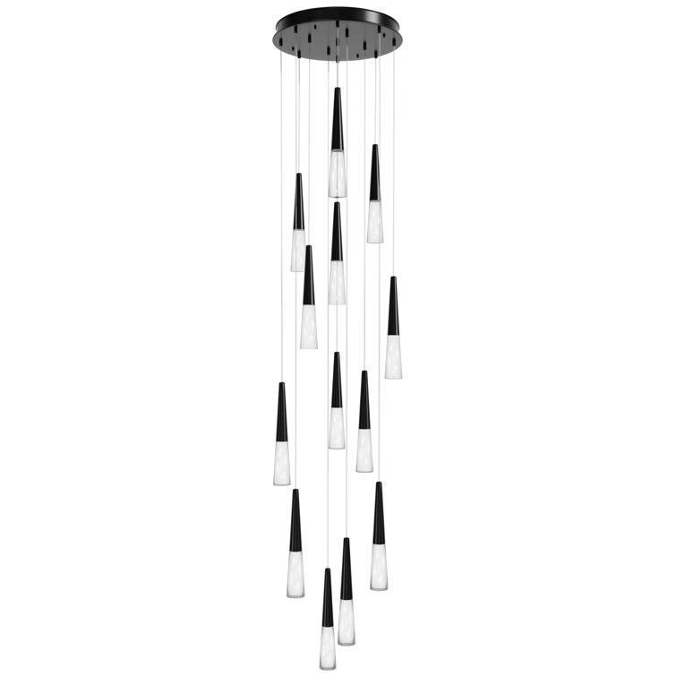 Encino Crystal Black LED 13-Light Tiered Chandelier