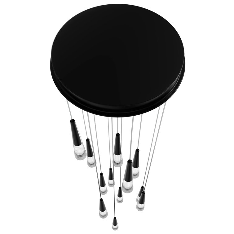 Encino Crystal Black LED 13-Light Tiered Chandelier