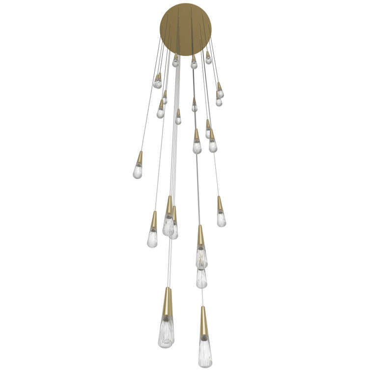 Encino 25-Light Brushed Brass and Crystal LED Chandelier