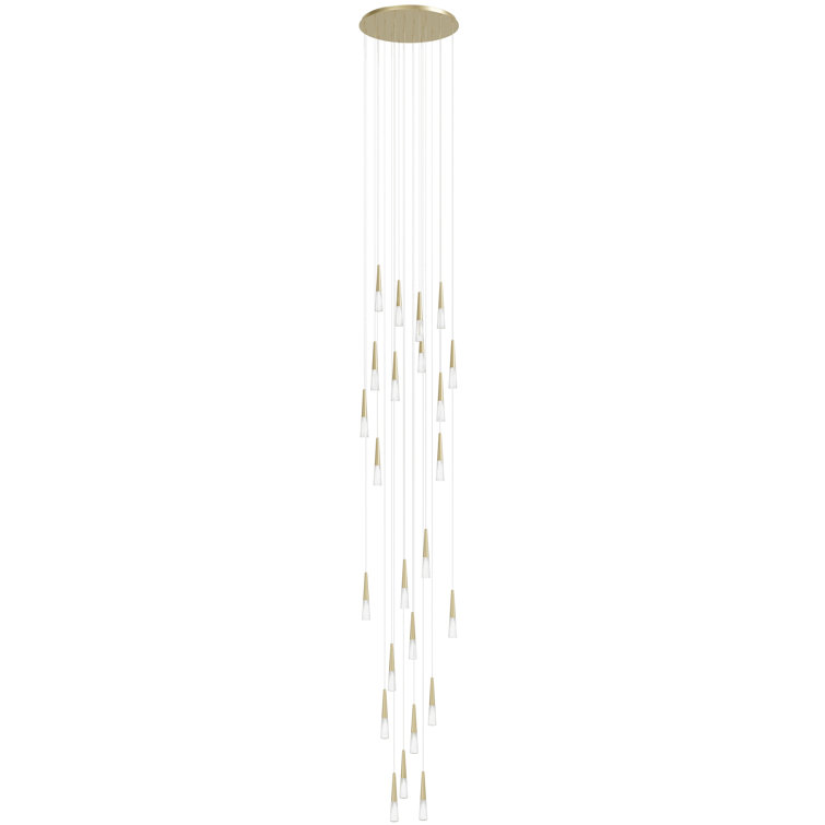 Encino 25-Light Brushed Brass and Crystal LED Chandelier