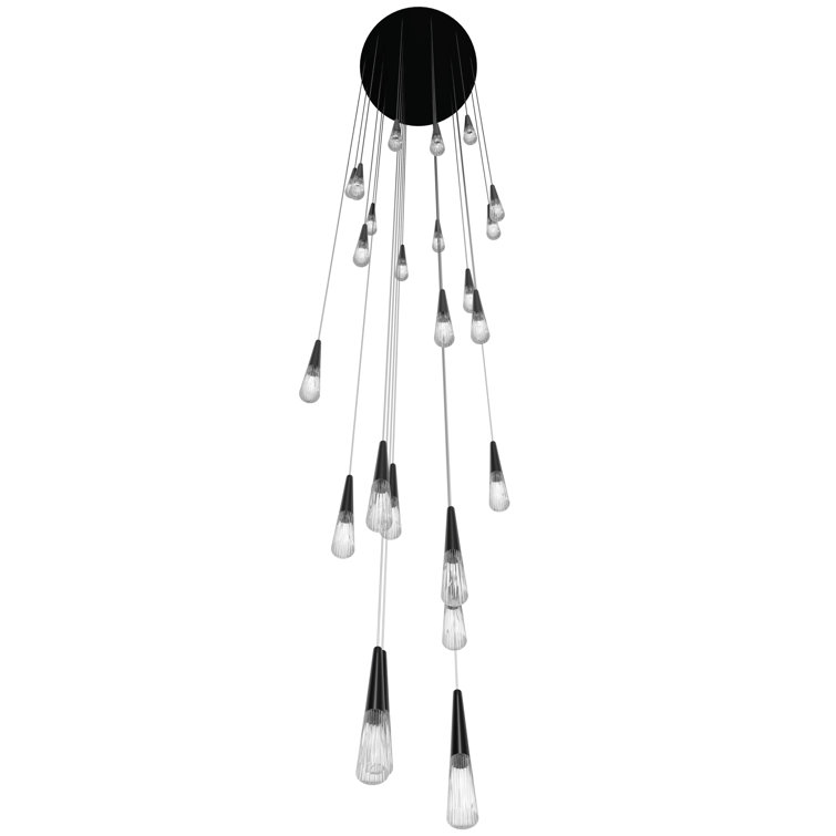 Avalon Crystal Cascade 25-Light LED Chandelier in Gun Metal