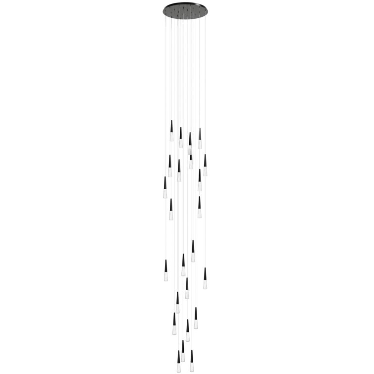 Avalon Crystal Cascade 25-Light LED Chandelier in Gun Metal