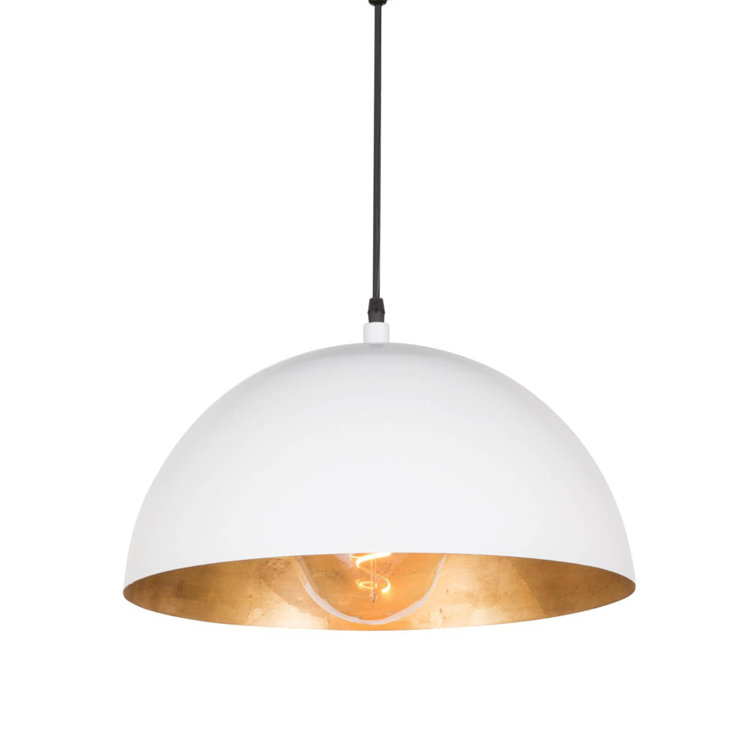 White and Gold Mini Bowl Pendant Light