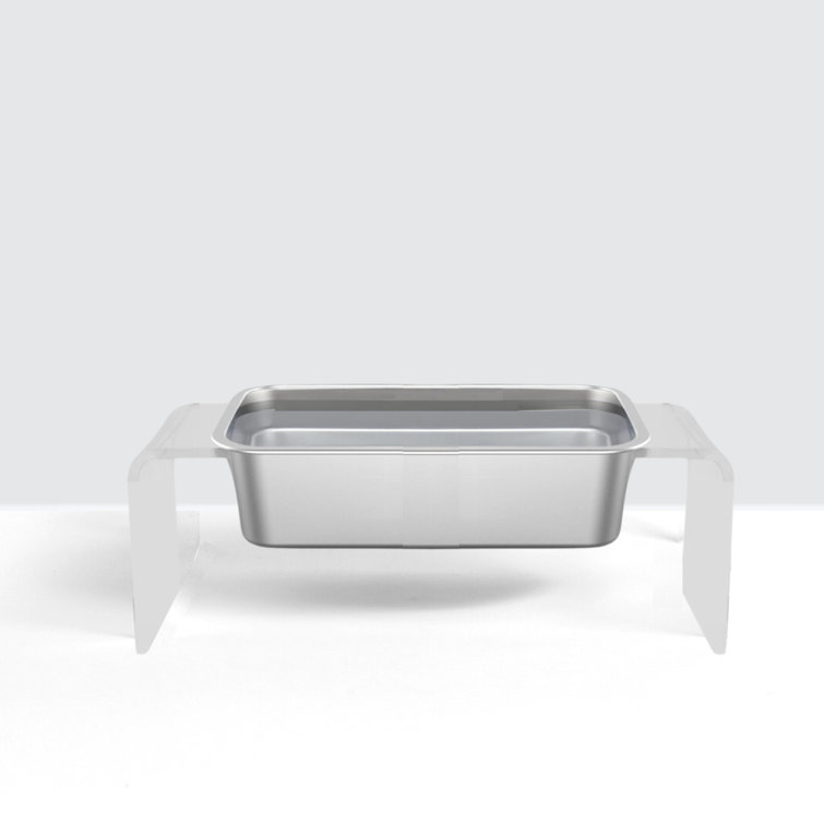 Medium Clear Acrylic Elevated Dog Bowl Feeder with Stainless Steel Trough