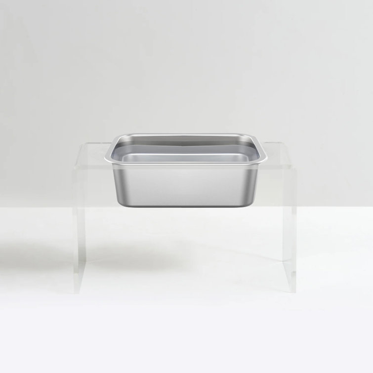 Large Clear Acrylic Elevated Trough Dog Bowl Feeder