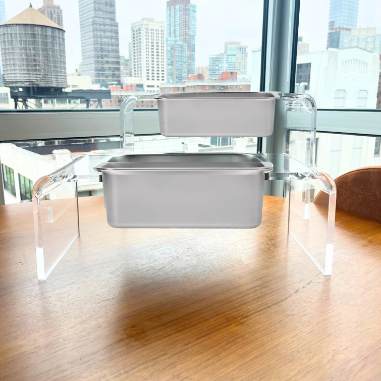 Large Clear Acrylic Elevated Trough Dog Bowl Feeder