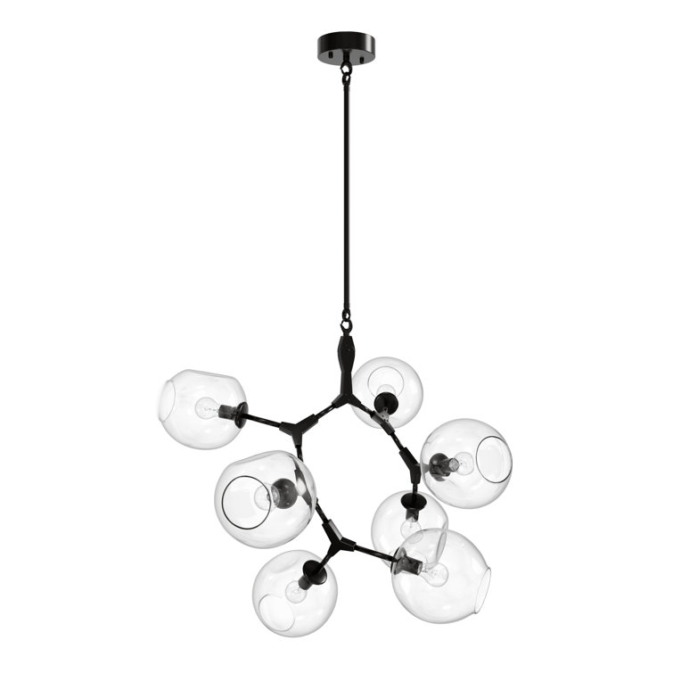 Fairfax Dark Bronze Aluminum and Iron Chandelier with Hand Blown Glass Globes