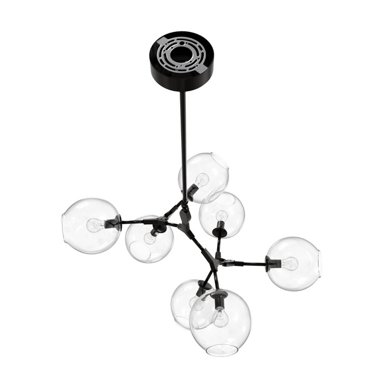 Fairfax Dark Bronze Aluminum and Iron Chandelier with Hand Blown Glass Globes