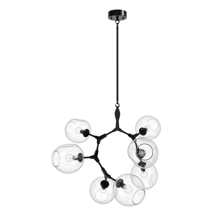 Fairfax Dark Bronze Aluminum and Iron Chandelier with Hand Blown Glass Globes